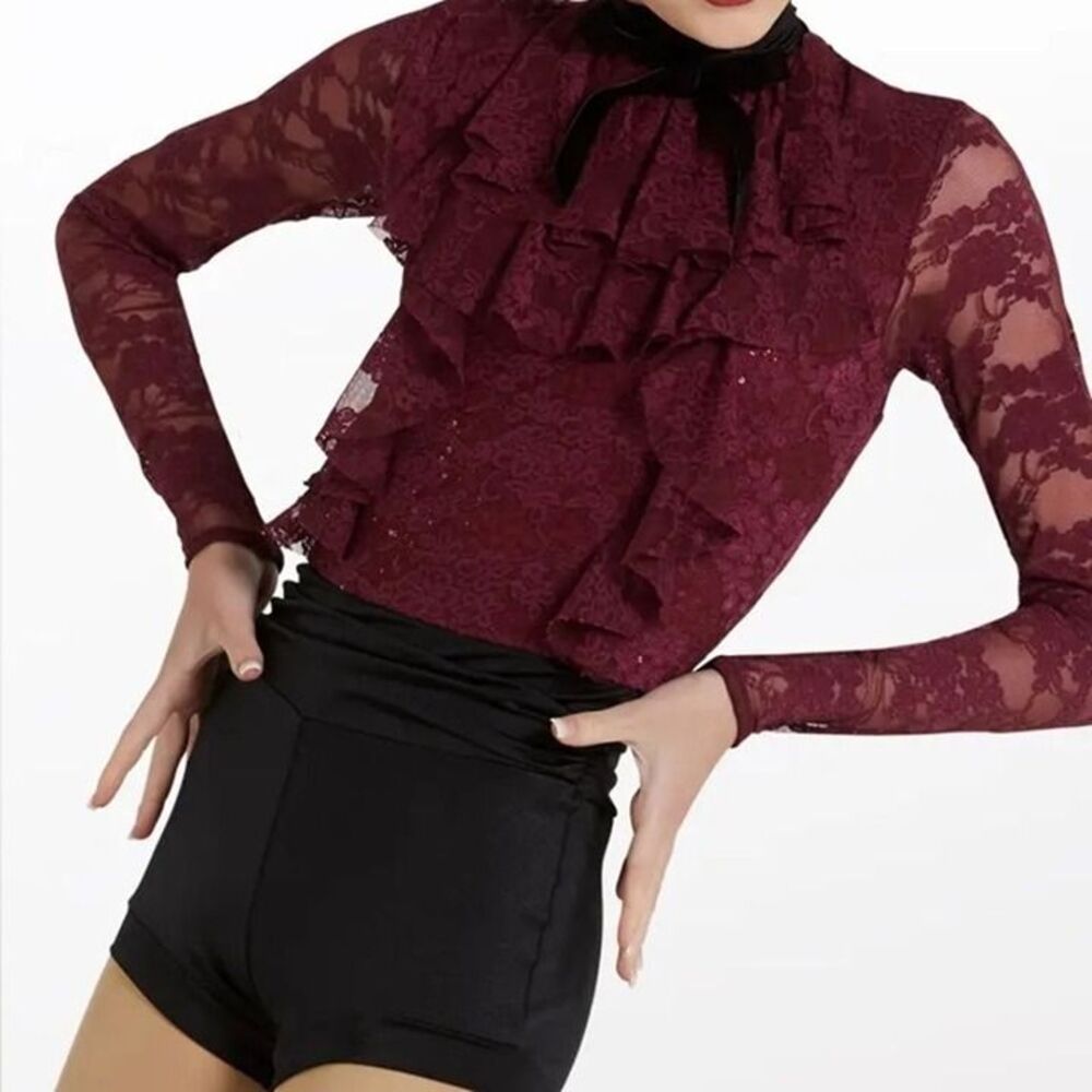 Weissman It’s Time Dance Biketard Costume Lace Black Cherry size Medium Adult